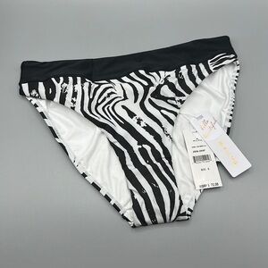 PILYQ Black and White Zebra High Waist Full Bikini Bottoms Women's Size Small